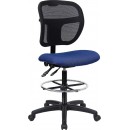 Flash Furniture Mid-Back Mesh Drafting Stool with Navy Blue Fabric Seat [WL-A7671SYG-NVY-D-GG] width=