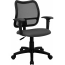 Flash Furniture Mid-Back Mesh Task Chair with Gray Fabric Seat and Arms [WL-A277-GY-A-GG] width=