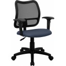 Flash Furniture Mid-Back Mesh Task Chair with Navy Blue Fabric Seat and Arms [WL-A277-NVY-A-GG] width=