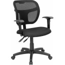 Flash Furniture Mid-Back Mesh Task Chair with Black Fabric Seat and Arms [WL-A7671SYG-BK-A-GG] width=