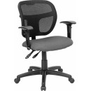 Flash Furniture Mid-Back Mesh Task Chair with Gray Fabric Seat [WL-A7671SYG-GY-A-GG] width=