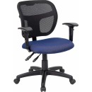 Flash Furniture Mid-Back Mesh Task Chair with Navy Blue Fabric Seat and Arms [WL-A7671SYG-NVY-A-GG] width=