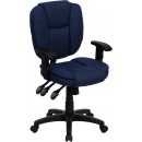 Flash Furniture Mid-Back Navy Blue Fabric Multi-Functional Ergonomic Task Chair with Arms [GO-930F-NVY-ARMS-GG] width=