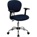 Flash Furniture Mid-Back Navy Mesh Task Chair with Arms and Chrome Base [H-2376-F-NAVY-ARMS-GG] width=