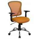 Flash Furniture Mid-Back Orange Mesh Office Chair with Chrome Finished Base [H-8369F-ORG-GG] width=