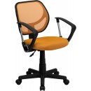 Flash Furniture Mid-Back Orange Mesh Task Chair and Computer Chair with Arms [WA-3074-OR-A-GG] width=