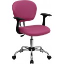 Flash Furniture Mid-Back Pink Mesh Task Chair with Arms and Chrome Base [H-2376-F-PINK-ARMS-GG] width=