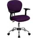 Flash Furniture Mid-Back Purple Mesh Task Chair with Arms and Chrome Base [H-2376-F-PUR-ARMS-GG] width=