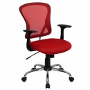 Flash Furniture Mid-Back Red Mesh Office Chair with Chrome Finished Base [H-8369F-RED-GG] width=