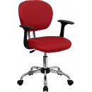Flash Furniture Mid-Back Red Mesh Task Chair with Arms and Chrome Base [H-2376-F-RED-ARMS-GG] width=