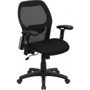 Flash Furniture Mid-Back Super Mesh Office Chair with Black Fabric Seat [LF-W42B-GG] width=