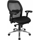 Flash Furniture Mid-Back Super Mesh Office Chair with Black Fabric Seat and Knee Tilt Control [LF-W42-GG] width=