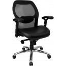 Flash Furniture Mid-Back Super Mesh Office Chair with Black Italian Leather Seat and Knee Tilt Control [LF-W42-L-GG] width=