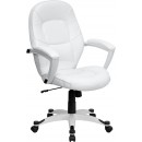 Flash Furniture Mid-Back Flash Furniture White Leather Executive Office Chair [QD-5058M-WHITE-GG] width=