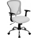 Flash Furniture Mid-Back White Mesh Office Chair with Chrome Finished Base [H-8369F-WHT-GG] width=