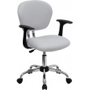 Flash Furniture Mid-Back White Mesh Task Chair with Arms and Chrome Base [H-2376-F-WHT-ARMS-GG] width=