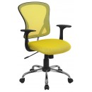 Flash Furniture Mid-Back Yellow Mesh Office Chair with Chrome Finished Base [H-8369F-YEL-GG] width=