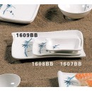 Thunder Group 1609BB Blue Bamboo Wave Shape BBQ Plate 8-1/2" x 5-1/2" (1 Dozen) width=