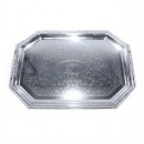 Winco CMT-1420 Chrome Plated Octagon Serving Tray, 20'' x 14'' width=
