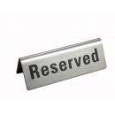 Winco RVS-4 Stainless Steel Reserved Sign 4-3/4" x 1-3/4" width=