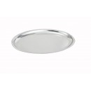 Winco SIZ-11 Stainless Steel Oval Sizzling Platter 11'' width=