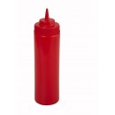 Winco PSW-24R Red Wide Mouth Plastic Squeeze Bottle 24 oz. width=