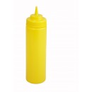 Winco PSW-24Y Yellow Wide Mouth Plastic Squeeze Bottle 24 oz. width=