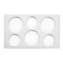 GET Enterprises ML-161-W White Full Size Tile with Six Round Cut-Outs width=