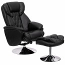 Flash Furniture Transitional Black Leather Recliner and Ottoman with Chrome Base [BT-7807-TRAD-GG] width=