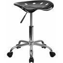 Flash Furniture Vibrant Black Tractor Seat and Chrome Stool [LF-214A-BLACK-GG] width=