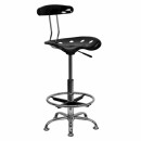 Flash Furniture Vibrant Black and Chrome Drafting Stool with Tractor Seat [LF-215-BLK-GG] width=