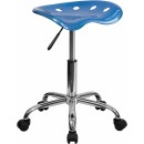 Flash Furniture Vibrant Bright Blue Tractor Seat and Chrome Stool [LF-214A-BRIGHTBLUE-GG] width=
