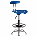 Flash Furniture Vibrant Bright Blue and Chrome Drafting Stool with Tractor Seat [LF-215-BRIGHTBLUE-GG] width=