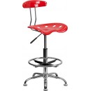 Flash Furniture Vibrant Cherry Tomato and Chrome Drafting Stool with Tractor Seat [LF-215-CHERRYTOMATO-GG] width=