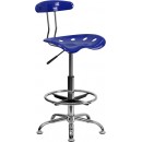 Flash Furniture Vibrant Nautical Blue and Chrome Drafting Stool with Tractor Seat [LF-215-NAUTICALBLUE-GG] width=
