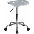 Flash Furniture Vibrant Silver Tractor Seat and Chrome Stool [LF-214A-SILVER-GG] width=