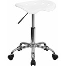 Flash Furniture Vibrant White Tractor Seat and Chrome Stool [LF-214A-WHITE-GG] width=