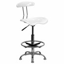 Flash Furniture Vibrant White and Chrome Drafting Stool with Tractor Seat [LF-215-WHITE-GG] width=