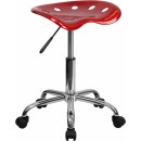 Flash Furniture Vibrant Wine Red Tractor Seat and Chrome Stool [LF-214A-WINERED-GG] width=