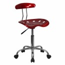 Flash Furniture Vibrant Wine Red and Chrome Computer Task Chair with Tractor Seat [LF-214-WINERED-GG] width=