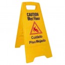 Winco WCS-25 Yellow Wet Floor Caution Sign, 12" x 25"  width=