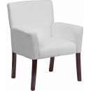 Flash Furniture White Leather Executive Side Chair or Reception Chair with Mahogany Legs [BT-353-WH-GG] width=
