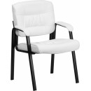 Flash Furniture White Leather Guest / Reception Chair with Black Frame Finish [BT-1404-WH-GG] width=