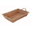 Winco PWBN-16B Natural Oblong Poly Woven Basket with Handles 16"x 11"x 3" width=