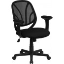 Flash Furniture  Y-GO Chair™  Mid-Back Black Mesh Computer Task Chair with Arms [GO-WY-05-A-GG] width=